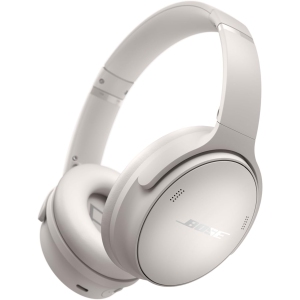 Bose QuietComfort Bluetooth Headphones, Wireless Headphones with Active Over Ear Noise Cancelling and Mic, Deep Bass, Up to 24 Hours of Playtime, White