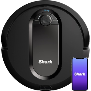 Shark RV990CA EZ Robot Vacuum for Pet Hair on Carpets & Hard Floors with Row-by-Row Cleaning, Wi-Fi, Powerful Suction - Black