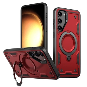 [CS] Shockproof Kickstand Magsafe Case Cover with Ring Stand for Samsung Galaxy S25 / S24, Red