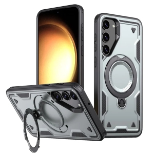 [CS] Shockproof Kickstand Magsafe Case Cover with Ring Stand for Samsung Galaxy S25 / S24, Grey