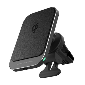 Car Vent Mount & Magnetic Wireless Charger Pad, up to 15W, for iPhone/Android (Black)