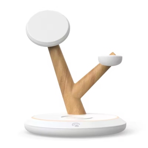 3 in 1 Magnetic Wireless Charger Tree Shape Stand For iPhone 13 12 Pro Max 15W Fast Charging Station For Apple Watch For AirPods (White)