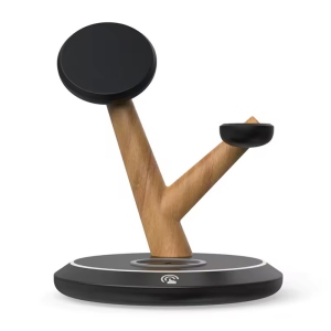 3 in 1 Magnetic Wireless Charger Tree Shape Stand For iPhone 13 12 Pro Max 15W Fast Charging Station For Apple Watch For AirPods (Black)