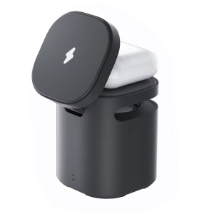 3 in 1 Magnetic Wireless Chargers Phone Holder Stand, For iPhone 14 Magnetic Wireless Chargers Desktop For Airpod (Black)