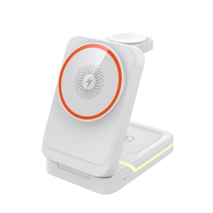 3 in1 magnetic Wireless Charging Station for iPhone 16 15 14 13 12 Pro/Max,Apple Watch 8, AirPods 3/2 Foldable Phone charge Hold (White)