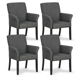Gymax Set of 4 Arm Chair Guest Chair Home Office w/ Wooden Legs