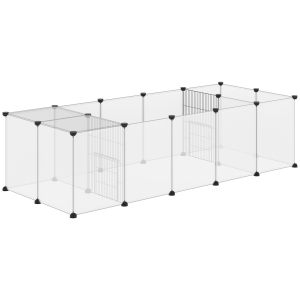 PawHut Pet Playpen, Customizable Small Animal Cage Playpen, Guinea Pig Cage Rabbit Pen Indoor with Door, Top Cover, for Hedgehog, 20 Panels