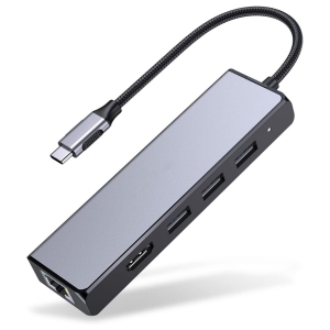 USB C Hub with Gigabit Ethernet, 4K HDMI Output, and 3 USB 3.0 Compatible 2022-2016 MacBook Pro 13/15/16, New Mac Air & Surface, Chromebook, More, Stable Driver Adapter, Space Gray