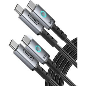 INIU 240W USB C to USB C Cable, 6.6ft 2-Pack Fast Charging Type C Cable for iPhone 16 15 Samsung Macbook iPad Kindle etc.