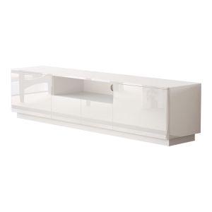 Homsee Modern High Gloss TV Stand with Storage Drawers & Open Shelves, 70.8" W x 14.5" D x 17.3" H, White