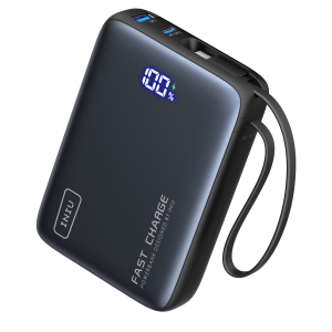 INIU Portable Charger, Compact 20000mAh PD 20W Power Bank with Built-in USB-C Cable(IN&OUT) for iPhone, Samsung etc.