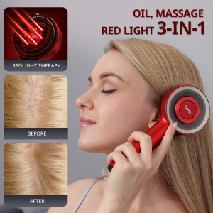 Breo Scalp3 Scalp Massager Comb Anti Hair Loss Scalp Massaging brush Hair Growth Care Scalp Hair Therapy Scalp Reduction Redlight Infrared Therapy Head Massager Red