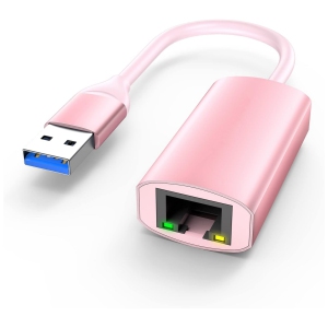USB to Ethernet Adapter, 1000M RJ45 Adaptor LAN Network Converter Compatible Switch, MacBook Pro/Air, Surface Book/Pro, Chromebook, Most Windows Laptops, Rose Gold