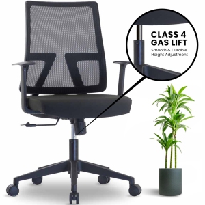 MotionGrey AeroMesh Ergonomic Office Chair-Comfy Airy Mesh Back Support with Adjustable Armrests-Black Desk Computer Chairs Perfect for Home Gaming and Offices-With Class 4 Piston