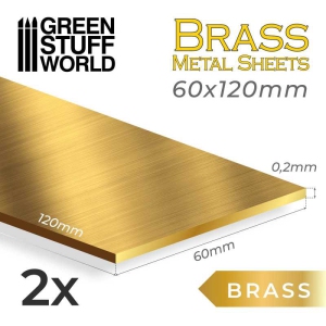 Green Stuff World BRASS Metal sheets 60x120mm (Pack x2) New
