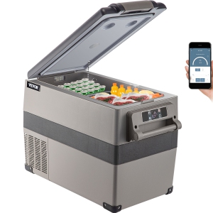 VEVOR 12 Volt Refrigerator, 48 Quart (45L) Fast Cooling Portable Freezer with App Control (-4℉~68℉), Car Fridge with 12/24v DC & 110-240v AC