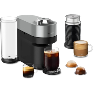 Machine à café et espresso Nespresso Vertuo Pop+ Deluxe par Breville avec mousseur à lait Aeroccino, Titan