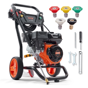 VEVOR 3400 PSI 2.6 GPM Gas Pressure Washer, Gas Powered Pressure Washer with Aluminum Pump, Spray Gun and Extension Wand, 5 Quick Connect Nozzles