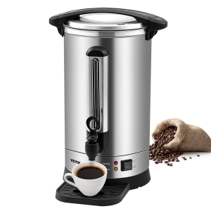 VEVOR Commercial Coffee Urn, 65 Cups Stainless Steel Large Coffee Dispenser, 1500W 110V Electric Coffee Maker Urn For Quick Brewing, Hot Water Urn with Detachable Power Cord