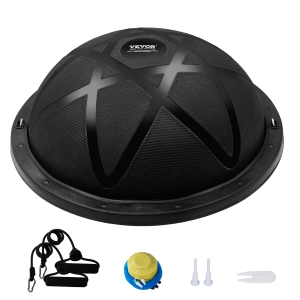 VEVOR 23 inch Half Exercise Ball Trainer, Balance Ball Trainer, 660 lbs Capacity Stability Ball, Yoga Ball with Resistance Bands and Pump, Strength Fitness Ball for Home Gym, Black
