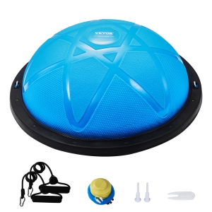VEVOR 23 inch Half Exercise Ball Trainer, Balance Ball Trainer, 660 lbs Capacity Stability Ball, Yoga Ball with Resistance Bands and Pump, Strength Fitness Ball for Home Gym , Blue