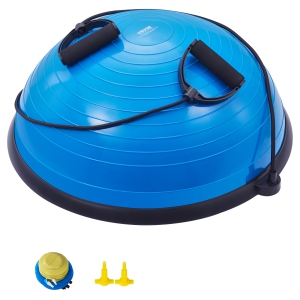 VEVOR 23 Inch Half Fitness Blue Yoga Balance Stability Ball Trainer Resistance Band