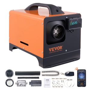 VEVOR 8kW Diesel Air Heater, Bluetooth App Controlled All-in-One Diesel Heater with Auto Height Adjustment, Remote Control and LCD
