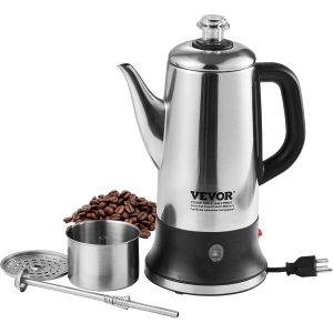 VEVOR 12-Cup Electric Percolator Coffee Pot, 304 Stainless Steel Coffee Percolator with Keep Warm Function & Heat-Resistant Handle, Classic Coffee Maker, Quick Brew