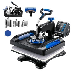 VEVOR Heat Press Machine 12 x 15 Inch 8 in 1 Heat Press Sublimation Machine 360° Rotation Swing Away 8 in 1 Shirt Printing Machine Dual-Tube Heating for DIY T-Shirts Cap
