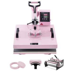 VEVOR Heat Press Machine, 15 x 15 inch, 5 in 1 Heat Transfer Machine with 30 oz Tumbler Press, 360° Swing Away T-Shirt Pressing, Digital Precise Control, for T-Shirts/Mu