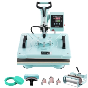 VEVOR Heat Press Machine, 12 x 15 inch, 8 in 1 Heat Transfer Machine with 6-30 oz Tumbler Press, 360° Swing Away T-Shirt Pressing, Digital Precise Control, for T-Shirts