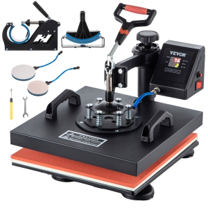 VEVOR Heat Press, 5 in 1 15 x 15 Inch Heat Press Machine, Dual LED Display Heat Press Machine, Multifunctional Sublimation, for T-Shirts, Swing Away Design