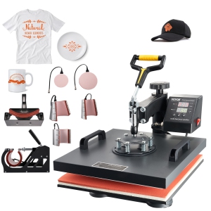 VEVOR 8 in 1 Heat Press Machine 15x15 Inch T-Shirt Pressing Machine 360° Swing Away Professional Sublimation Heat Press for Sublimation, Vinyl, Heat Transfer Projects