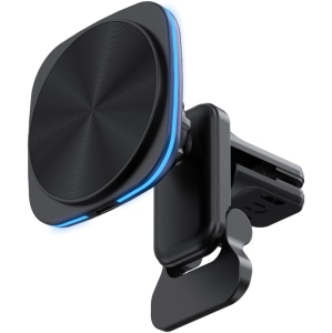 Car Phone Mount – 15W Magnetic Wireless Charger for 12-15 Series, Reliable and Efficient Wireless Charging Phone Holder(Black with Blue Light)