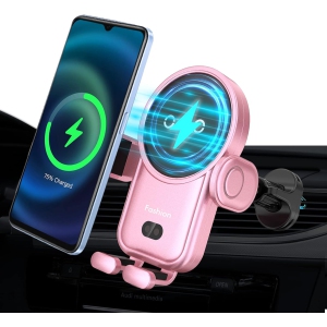 Wireless Car Charger, 15W Auto-Clamping Car Charger Mount, Air Vent Car Charging Holder for iPhone/Samsung (Red)