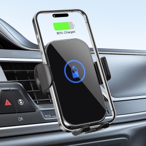 15W Fast Wireless Car Charger Mount, Auto-Clamping Phone Holder for iPhone/ Samsung ,Qi-Certified Car Phone Charger(Silver)