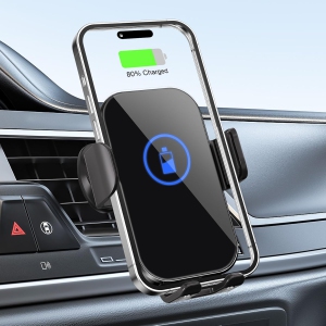 15W Fast Wireless Car Charger Mount, Auto-Clamping Phone Holder for iPhone/ Samsung ,Qi-Certified Car Phone Charger(Black)