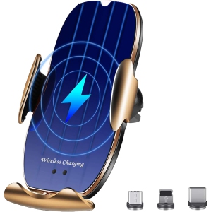 Wireless Car Charger Mount, Qi Auto Clamping Car Phone Charging Air Vent Holder for iPhone/Samsung(Gold)