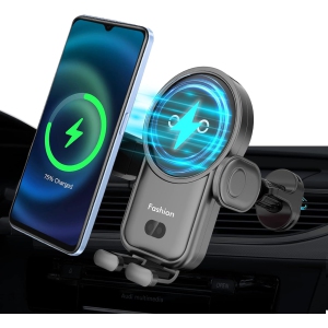 Wireless Car Charger, 15W Auto-Clamping Car Charger Mount, Air Vent Car Charging Holder for iPhone/Samsung (Black)