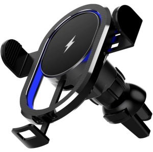 Adjustable Viewing Angles Car Car Wireless Charging Phone Mount Stand Navigation 360Degree Rotating Cellphone Rack for Air Vent(Black)