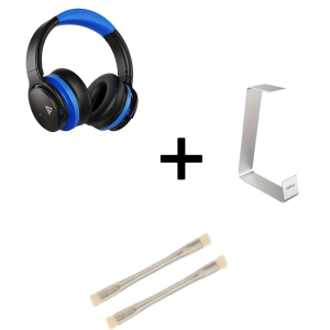 Active Noise Cancelling Wireless Over-Ear Headphones with 20H Playtime & Deep Bass + Full Aluminum Headphone Stand & 2pcs Anti-Static ESD Dusting Brushes for Electronics Cleaning