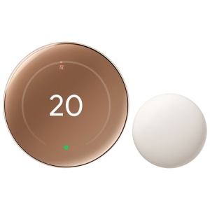 Google Nest Learning Thermostat (4th Gen) with Nest Temperature Sensor (2nd Gen) - Energy Saving Smart Thermostat - Polished Gold