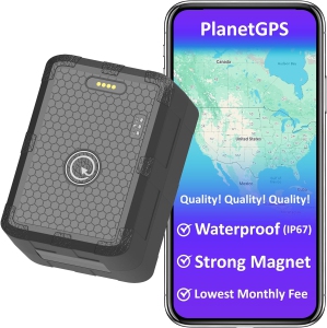 PlanetGPS (Jupiter) - Magnetic Waterproof GPS Tracker for Car Vehicle w/1 year Worldwide Coverage included