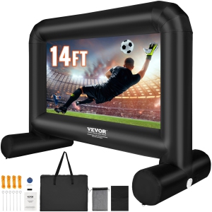 VEVOR Inflatable Movie Screen, 14 FT Inflatable Projector Screen for Outside with Blower and Carrying Bag, Front/Rear Projection, for Outdoor Parties Backyard Movie Night