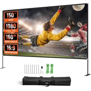 VEVOR Projector Screen with Stand 150inch Portable Movie Screen 16:9 4K HD Wide Angle Outdoor Projector Screen Stand Easy