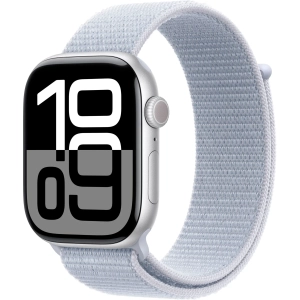 Apple Watch Series 10 (GPS + Cellular) 46mm Silver Aluminum Case with Blue Cloud Sport Loop - NEW