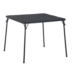 Homy Casa Black Folding Square Table – 34" PVC Vinyl Top & Metal Frame