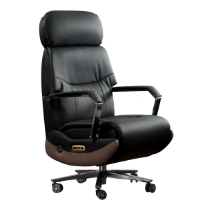 Kinnls Carlo Genuine Leather Power Recliner Chair with Foot Rest 400Lbs, Ventilated Heating Home Office Desk Chairs （Black）