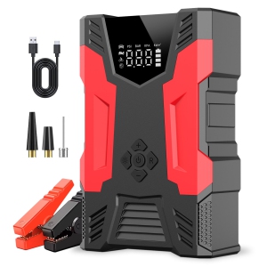 Car Jump Start & 150PSI Tire Inflator: 3000A Peak- 7L Gas/5L Diesel