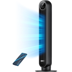 Dreo 28dB Tower Fan for Bedroom, 25ft/s Velocity Portable Cooling Fan, 90° Oscillating Standing Fans for Home, LED Display, 4 Speeds, 4 Modes, Timer, Quiet Electric Bladeless Fan